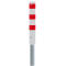 Barrier bollard | tubular steel  152 x 3.2 mm | removable | with triangular lock or profile cylinder lock | hot-dip galvanized and white coated withthree red reflecting stripes | removable, with triangular lock
